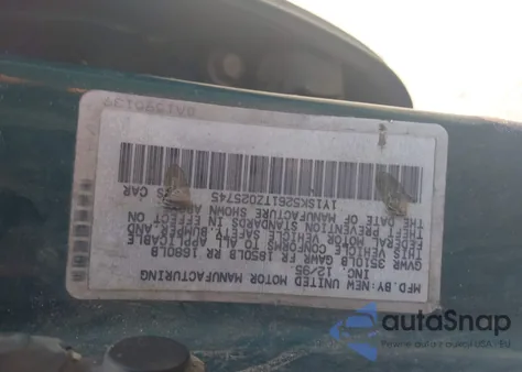 1996 Geo Prizm Lsi from USA, damaged, VIN 1Y1SK5261TZ025745